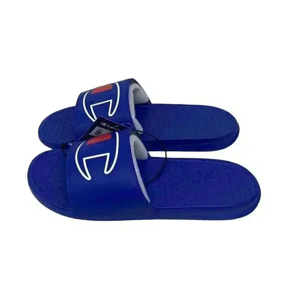 Champion Size 13 Men’s Super Slide Athletic Sandals Surf The Web Blue Red Flats - Picture 3 of 10